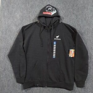 Ford Bronco Hoodie Mens 2XL Gray Full Zip Fleece Road Trip Truck Graphic